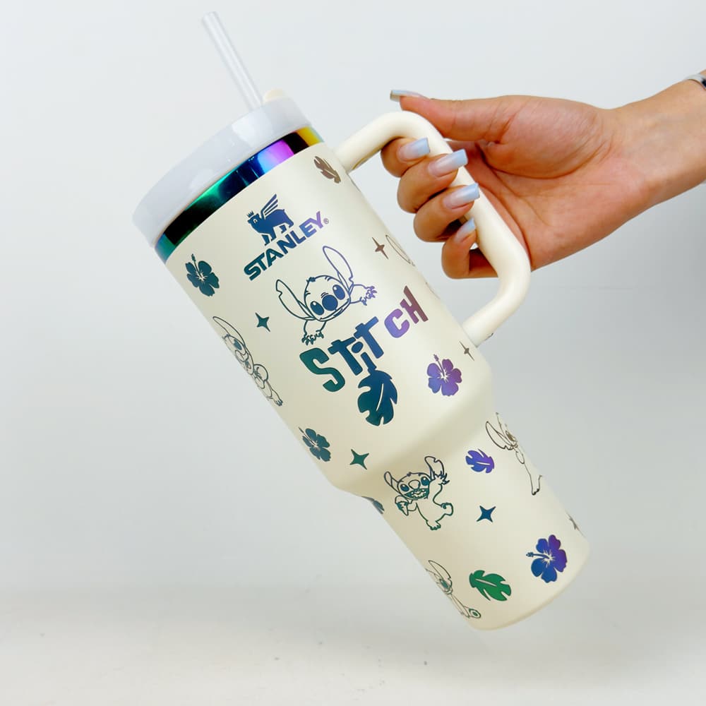 كوب ستانلي كوينشر H2.0 سعة 40 أونصة - أزرق مخضر وفضي