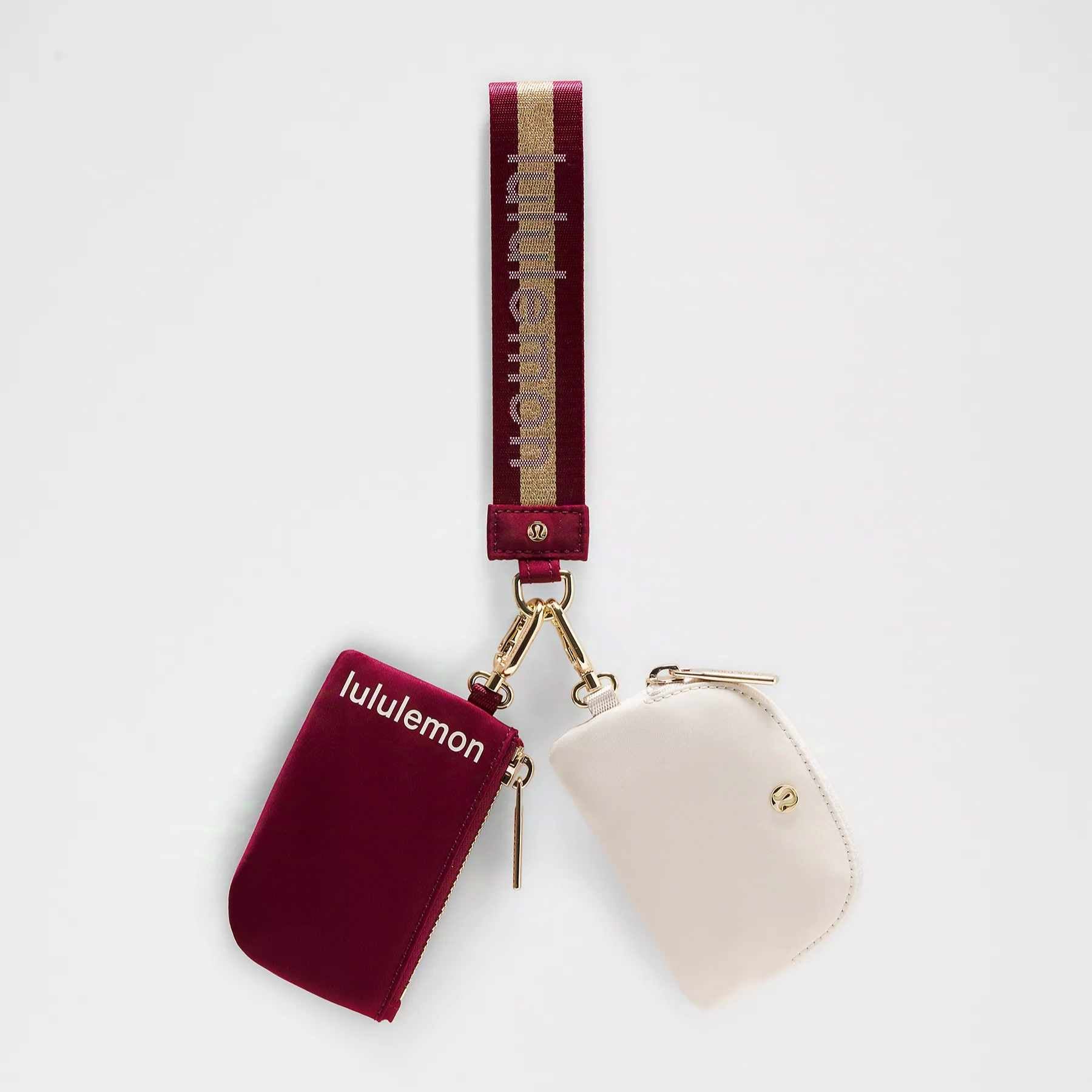 Dual Pouch Wristlet (Burgundy/Gold)