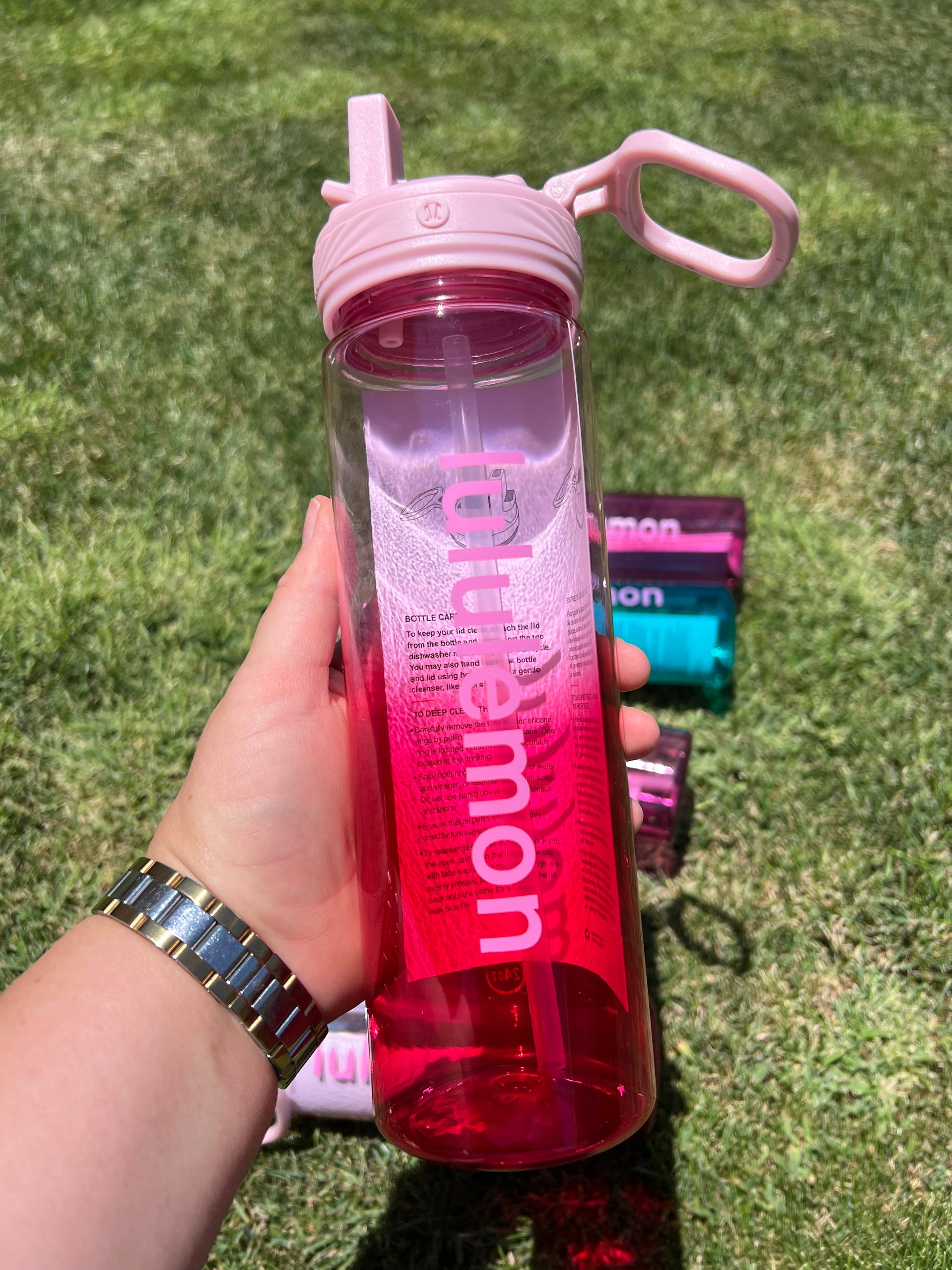 Back to Life Clear Bottle 24oz Straw Lid Pink