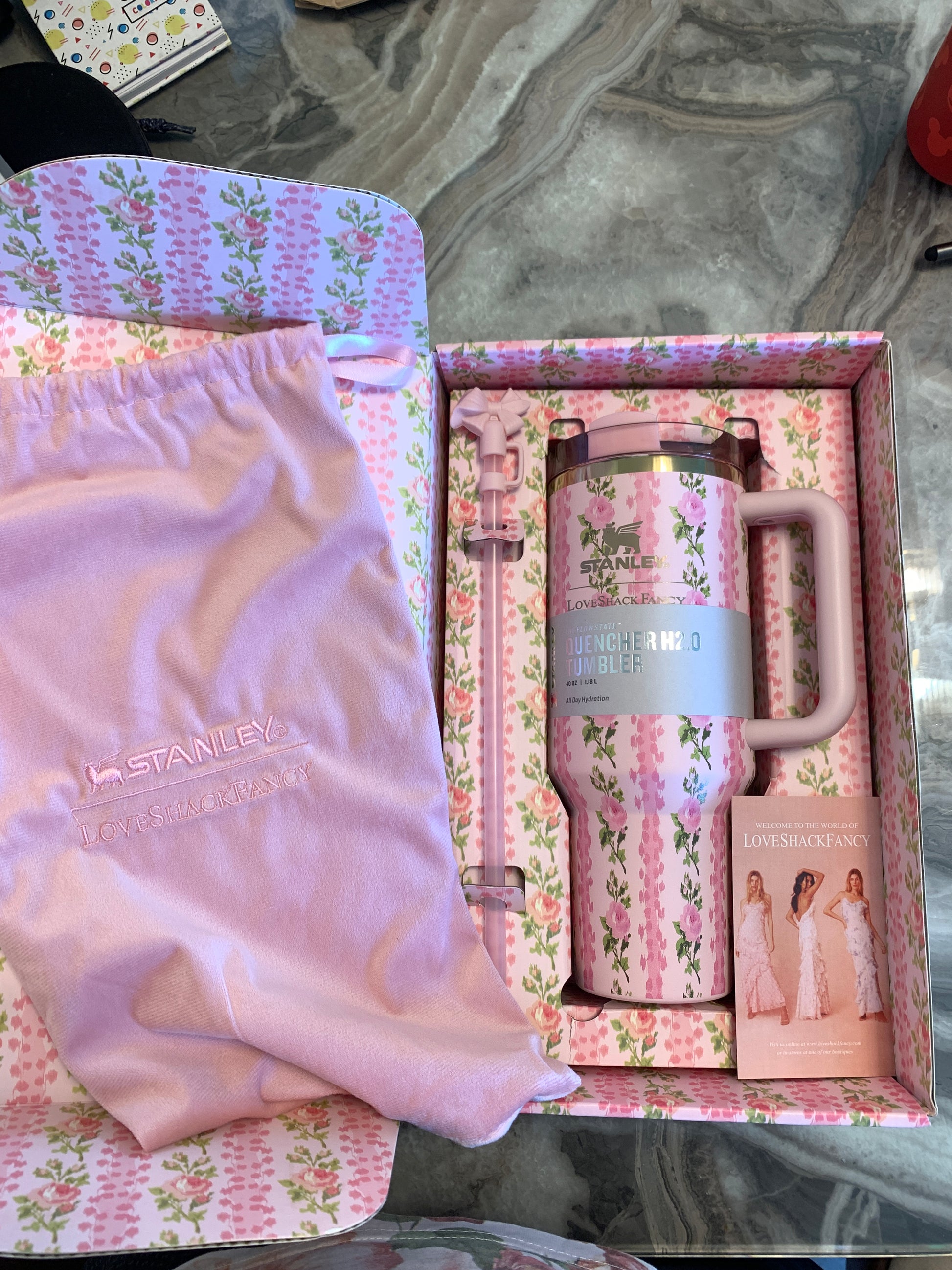 Stanley x Love Shack Fancy Blooming Heirloom 40oz Quencher Pink