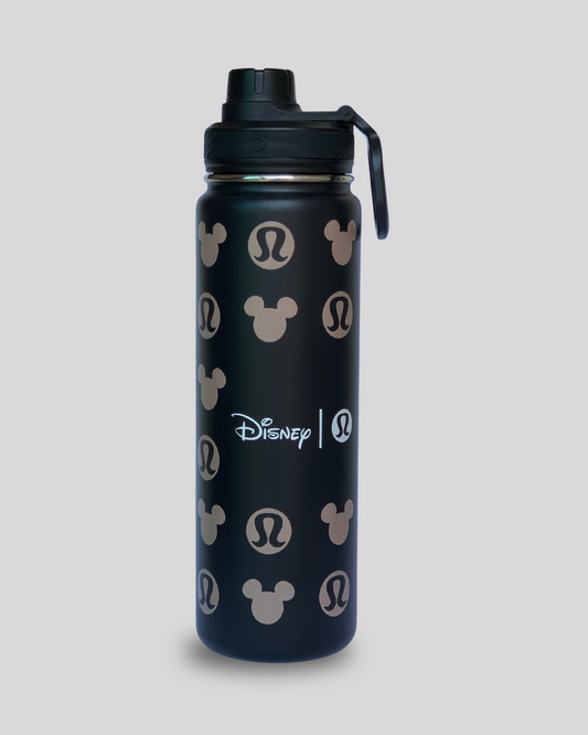Disney x lululemon زجاجة مياه رياضية Back to Life باللون الأسود سعة 24 أونصة (710 مل)