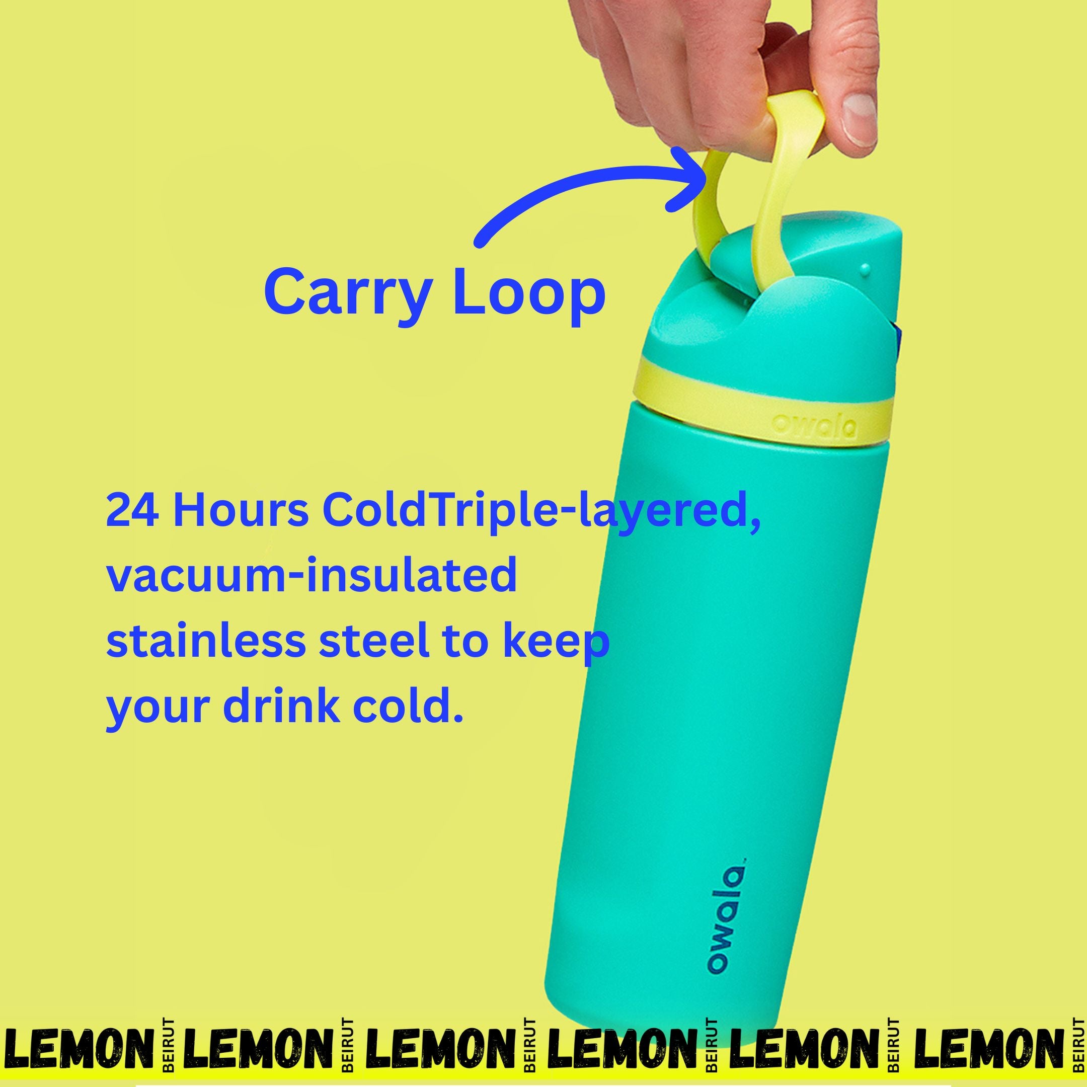 Owala FreeSip /Neon Basil/ 24 oz (710ml) – Lemon Beirut