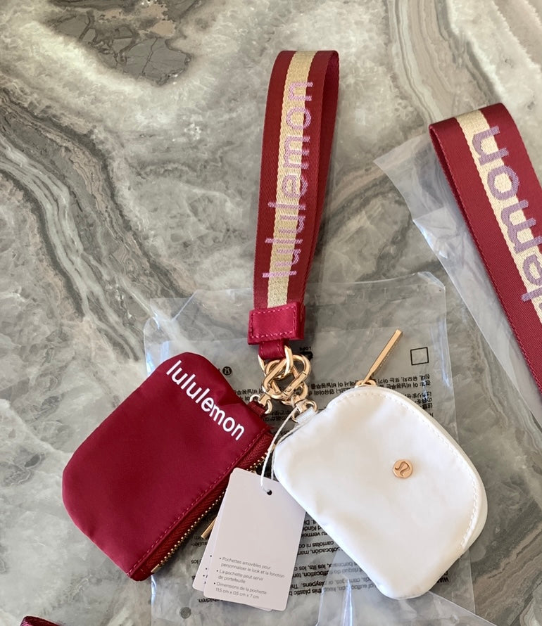 Dual Pouch Wristlet (Burgundy/Gold)