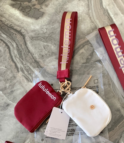 Dual Pouch Wristlet (Burgundy/Gold)