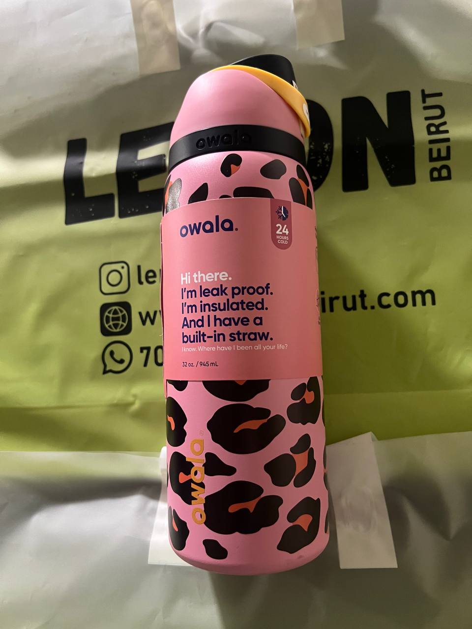 Owala FreeSip /Pink Leopard/ SPECIAL EDITION 32 oz (946ml)