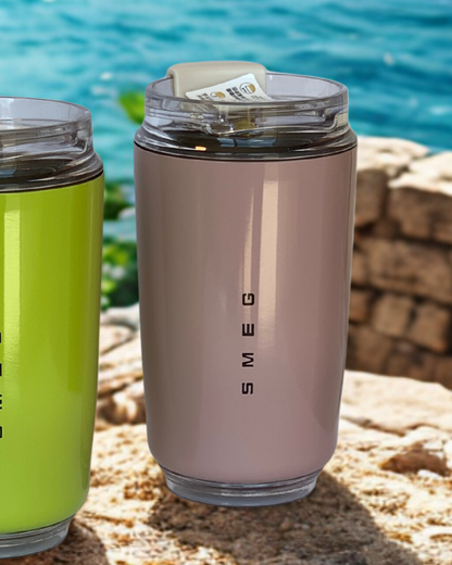 SMEG كوب قهوة للسفر من الستانلس ستيل، وردي بلاش