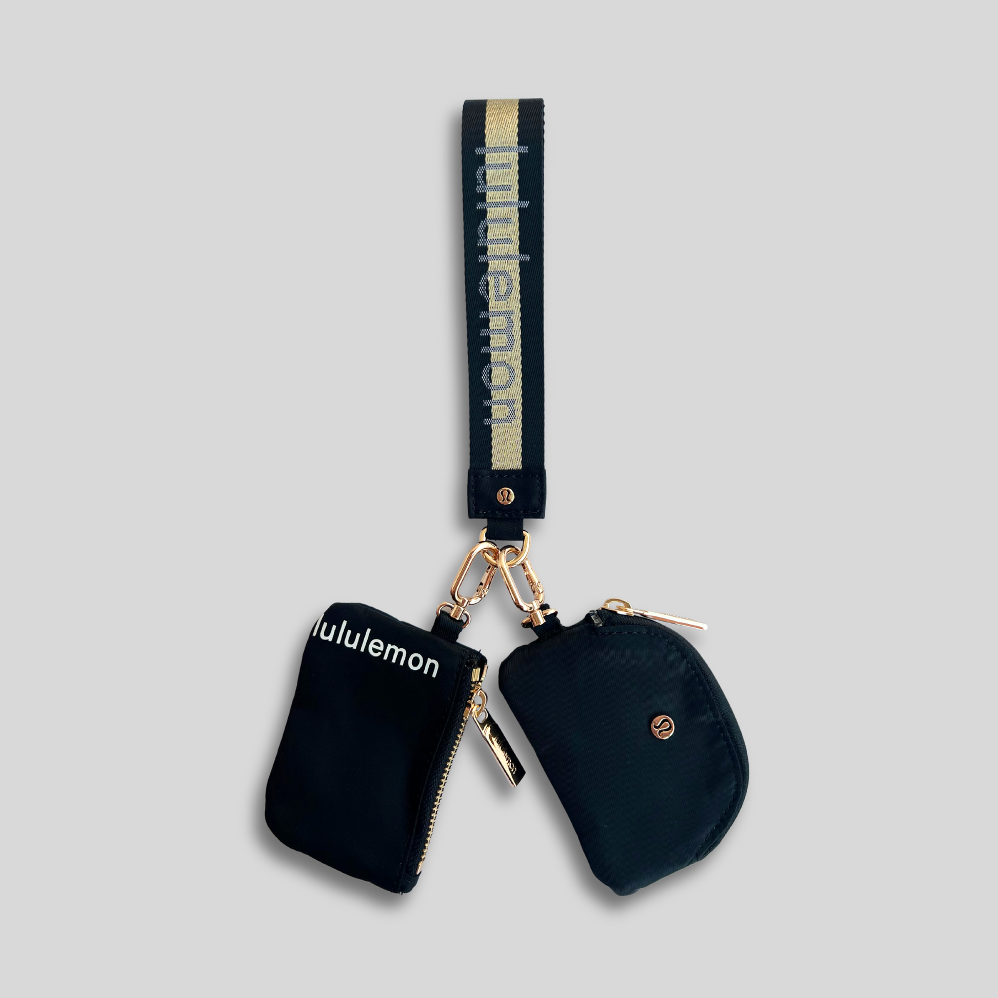Dual Pouch Wristlet (Black/Gold)
