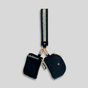 Dual Pouch Wristlet (Black/Gold)